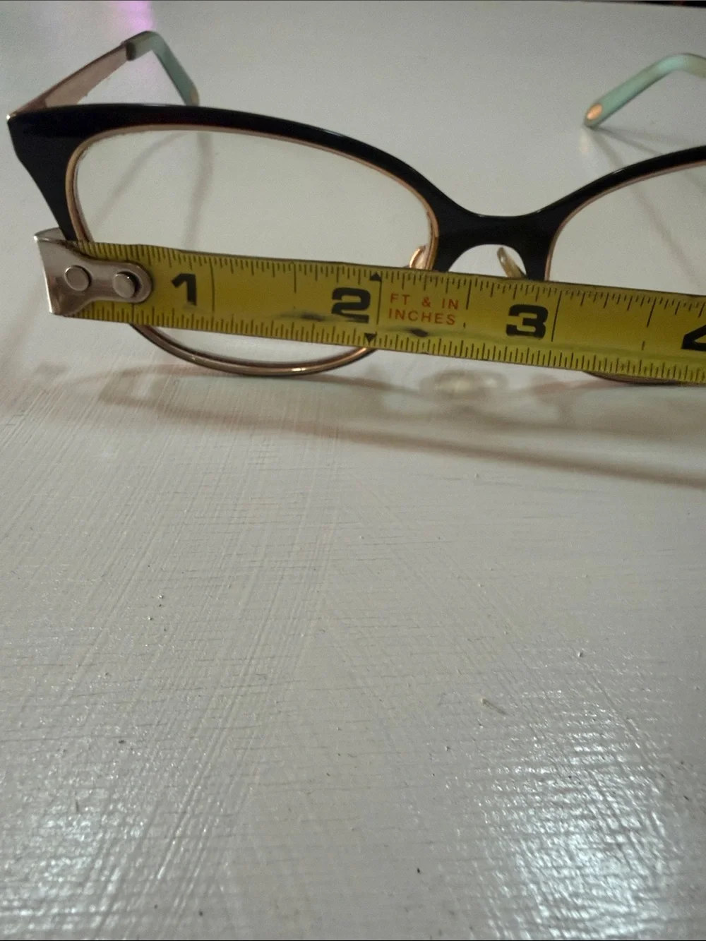 Tiffany & Co Black and Rose Gold Cat-Eye Glasses with Aqua Temples made in Italy